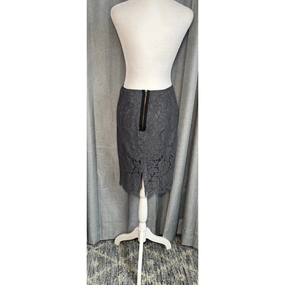 CHASER NWT Gray High Waist Lace Exposed Zipper Lined Mini Pencil Skirt Small - Picture 7 of 16
